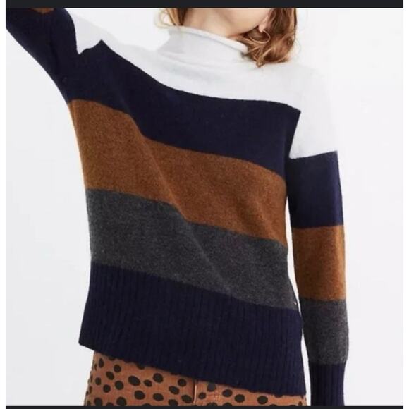 Madewell Inland Striped Turtleneck Sweater in Coziest Yarn Size Large 2410 - Picture 3 of 10